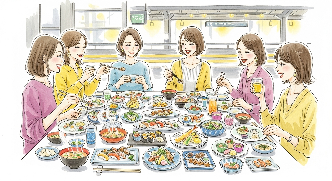 人気のカフェダイニングで女子トークを加速させる